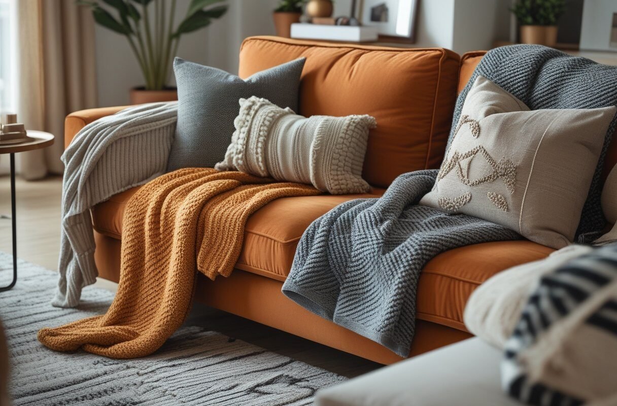 Layer with Textured Throws and Cushions