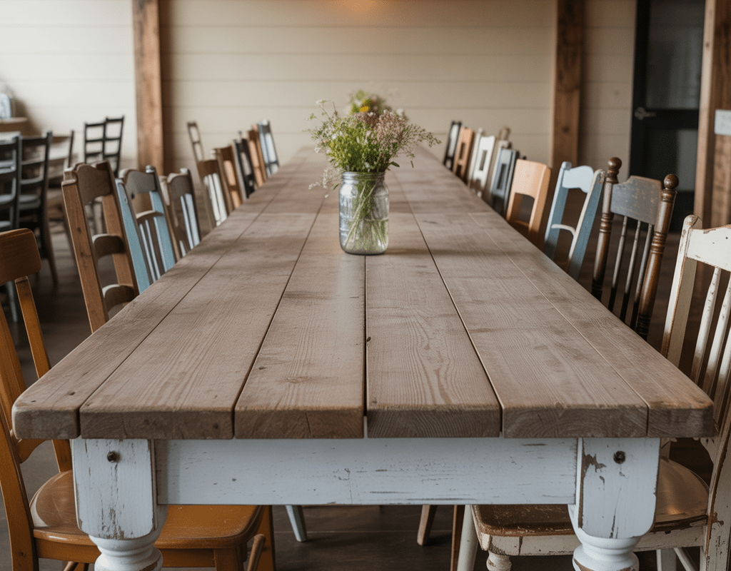 Long Rectangular Farmhouse Table for Family Gatherings
