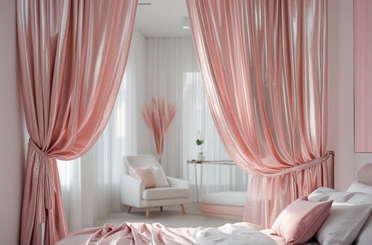 Metallic Pink Sheer Curtains for Contemporary Style