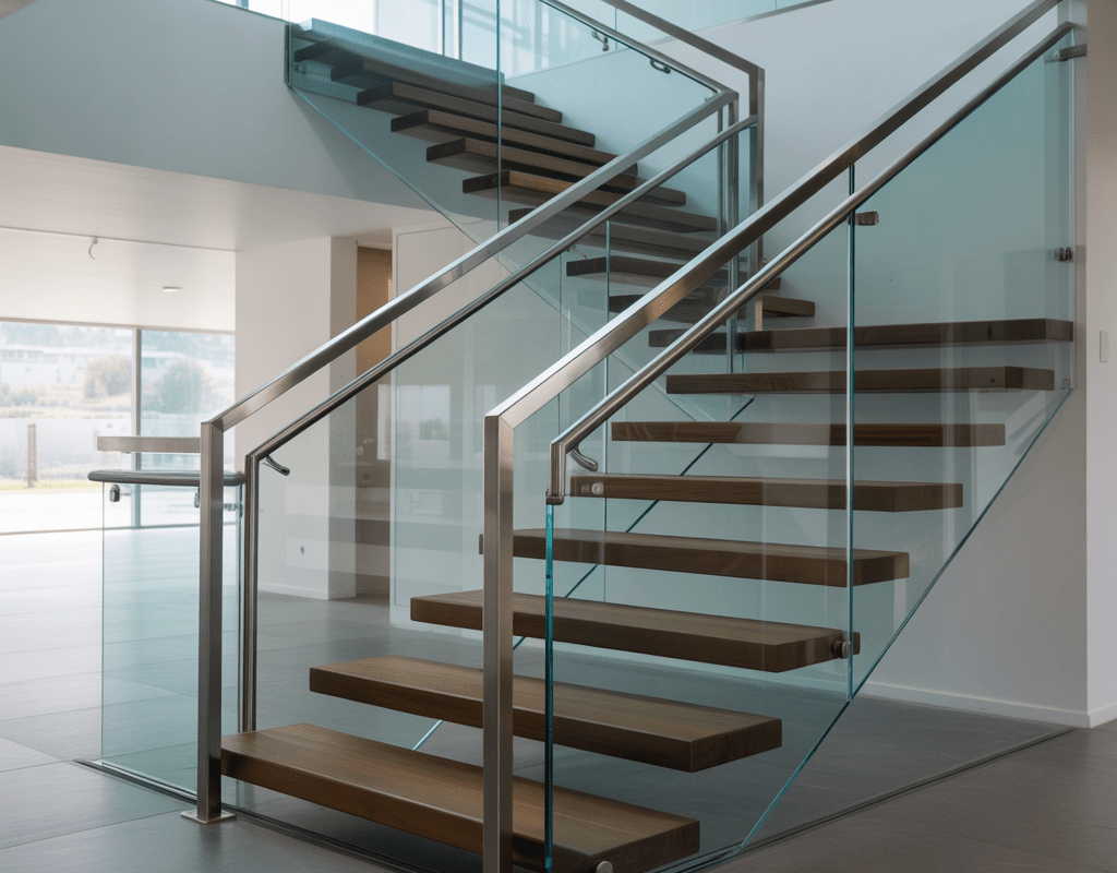 Modern Glass Stairs Railing Design
