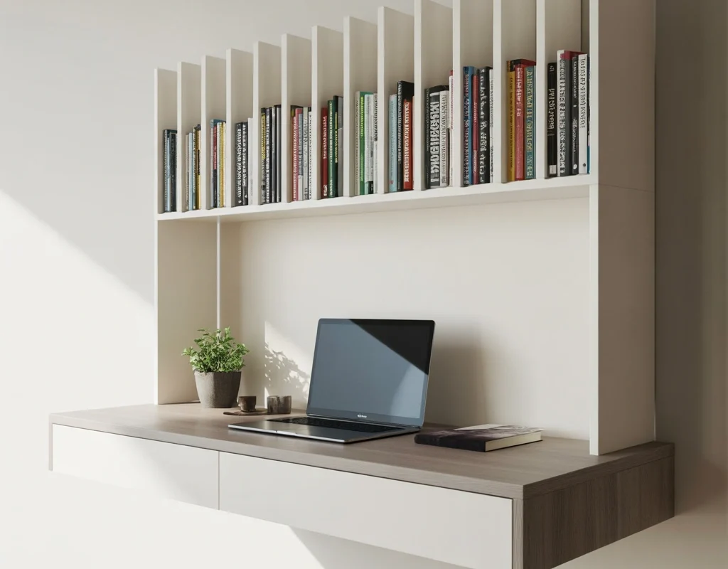 Multi Functional Book Rack Design with Desk or Storage