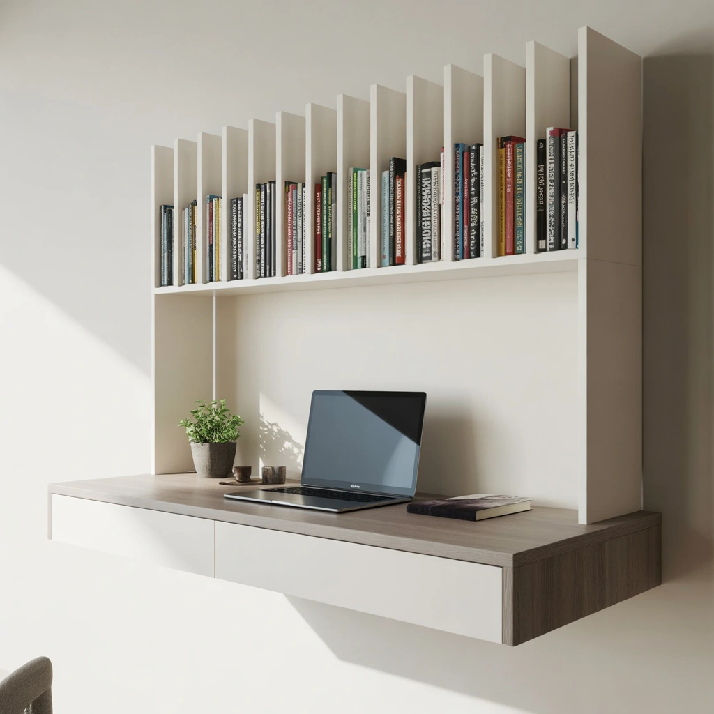 Multi Functional Book Rack Design with Desk or Storage
