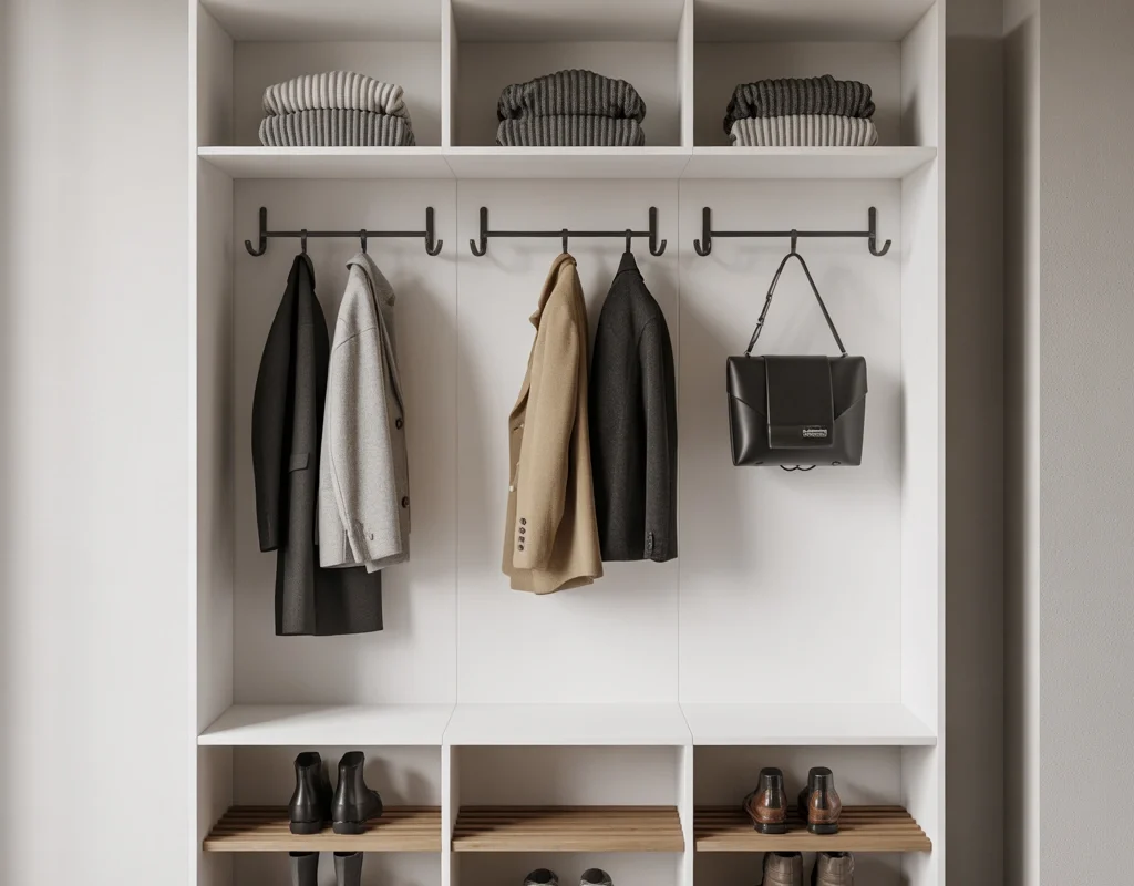 Multi Functional Entrance Unit with Shoe Rack Hooks and Shelves
