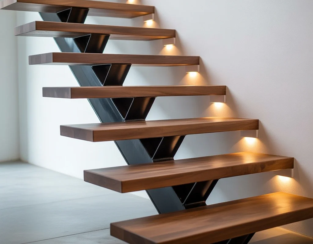 Open Riser Wooden Steps