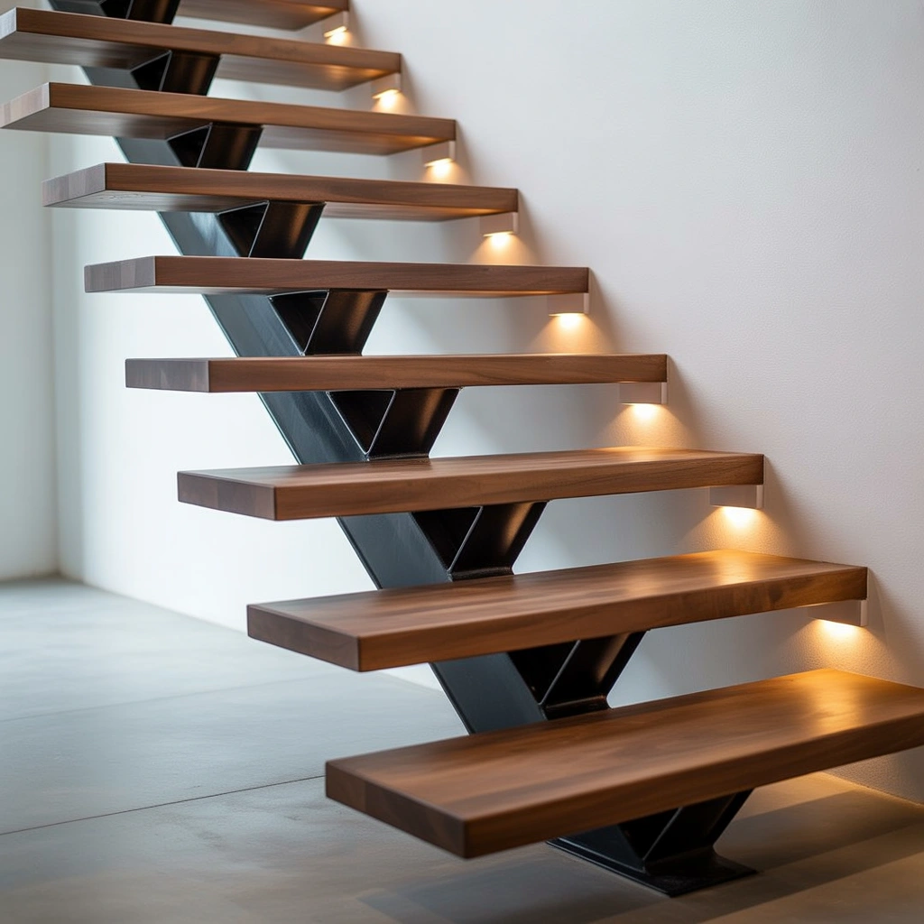 Open Riser Wooden Steps