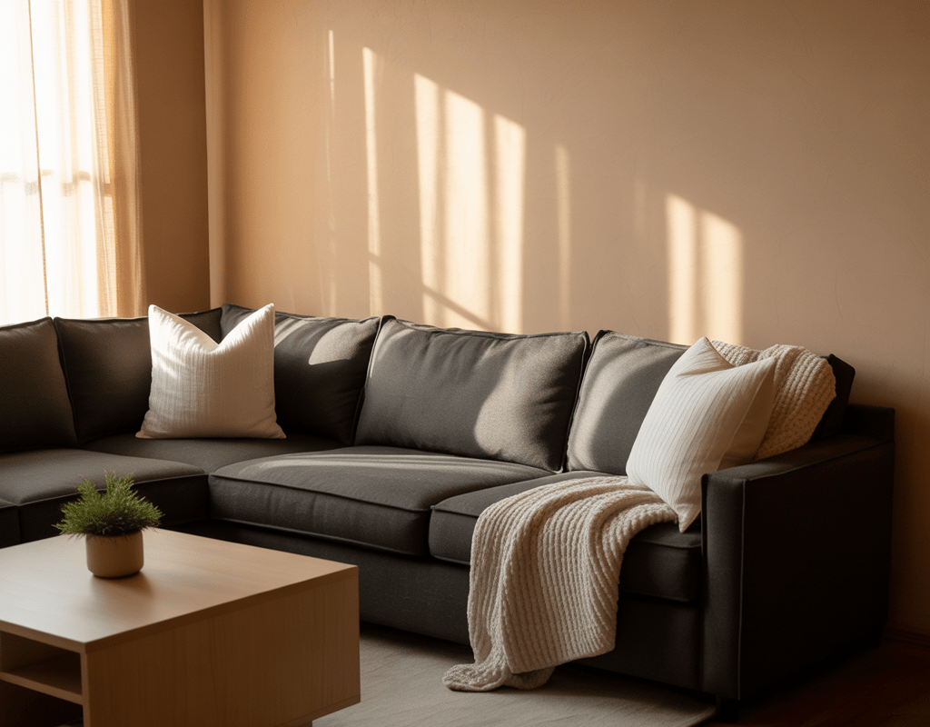 Pair a Charcoal Couch with Warm Beige Walls
