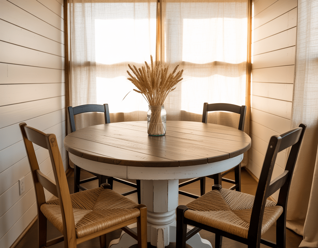 Round Farmhouse Dining Room Table for Small Spaces