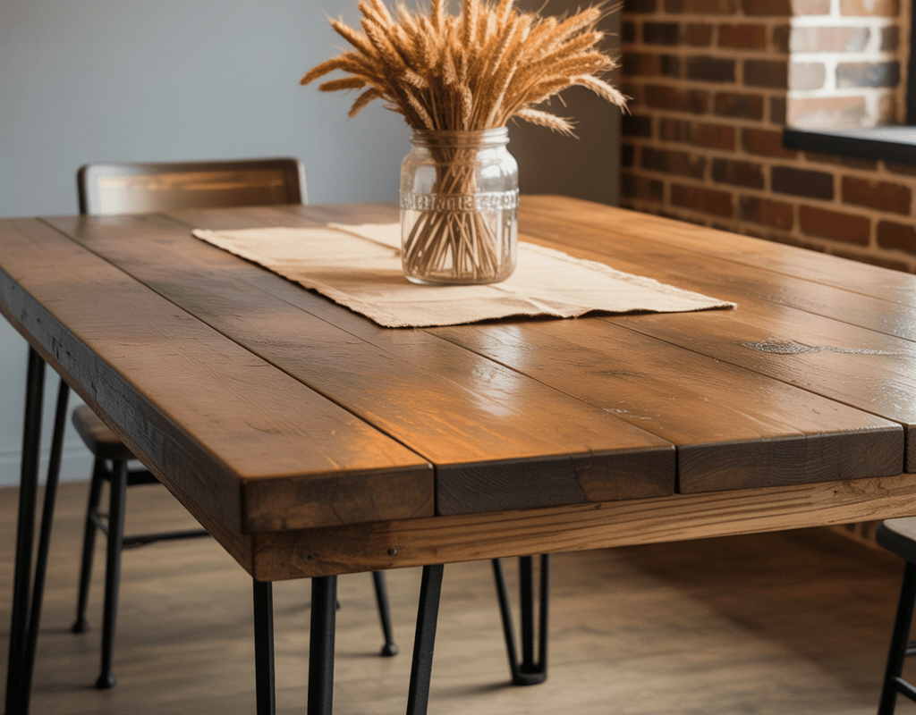 Rustic Farmhouse Table with Metal Accents