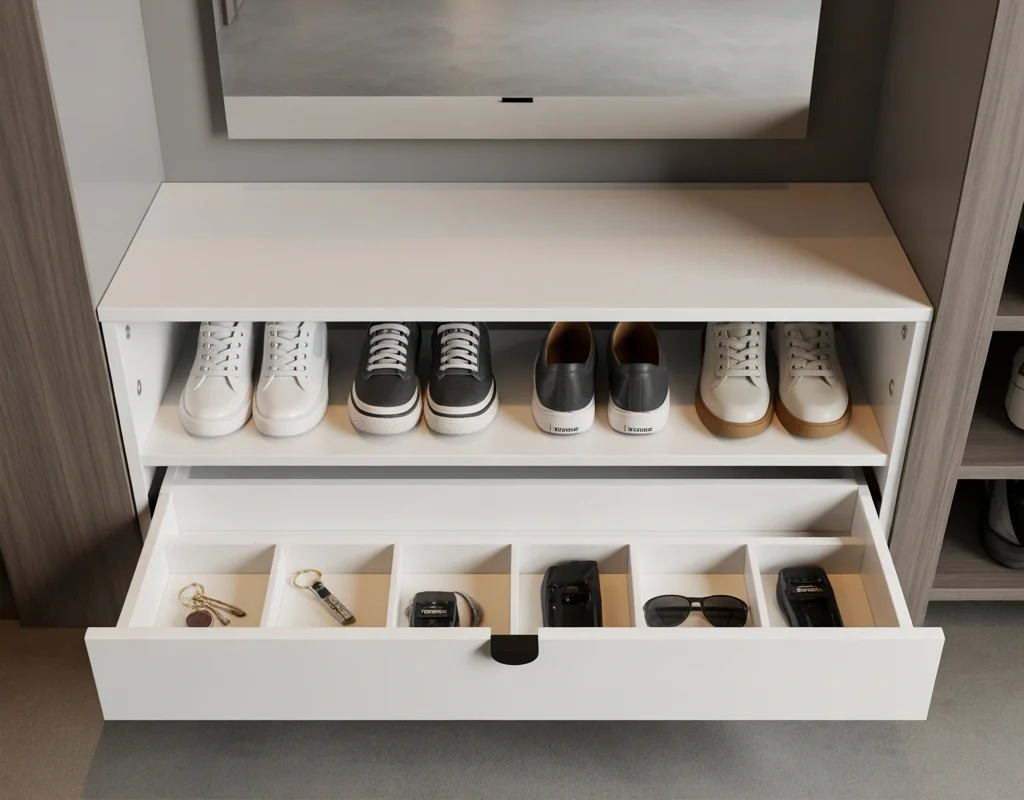 Shoe Rack with Drawer Storage for Small Accessories