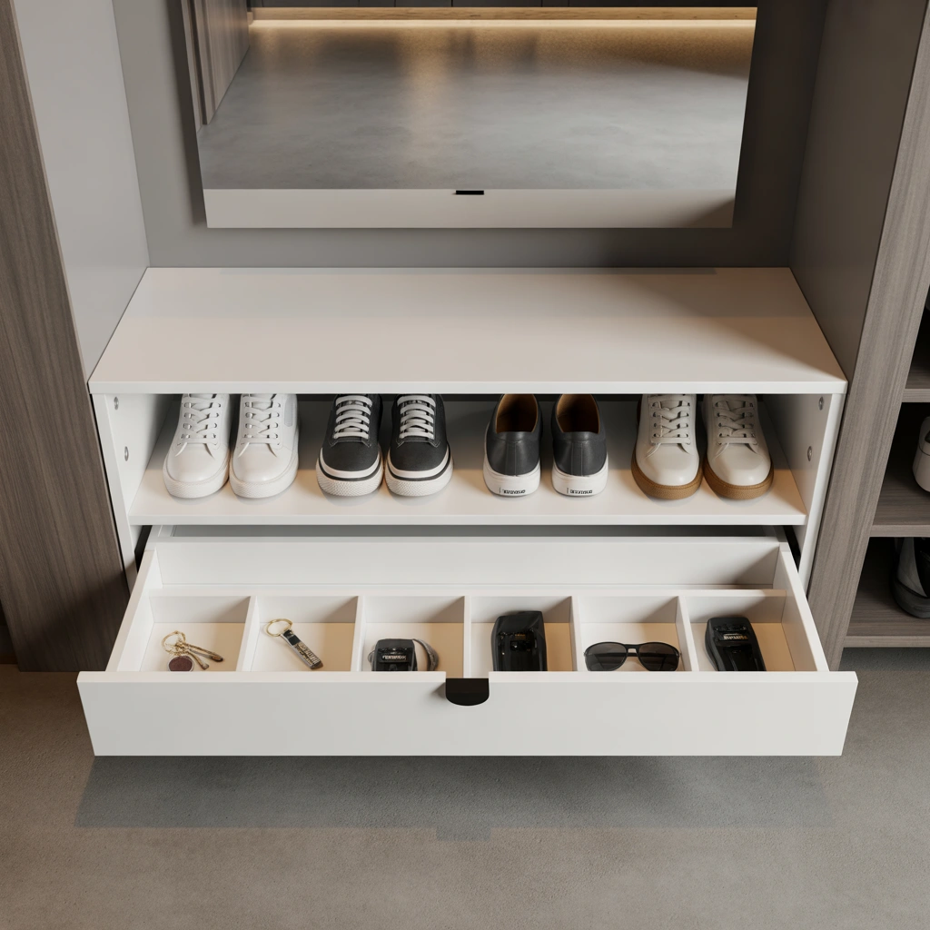 Shoe Rack with Drawer Storage for Small Accessories