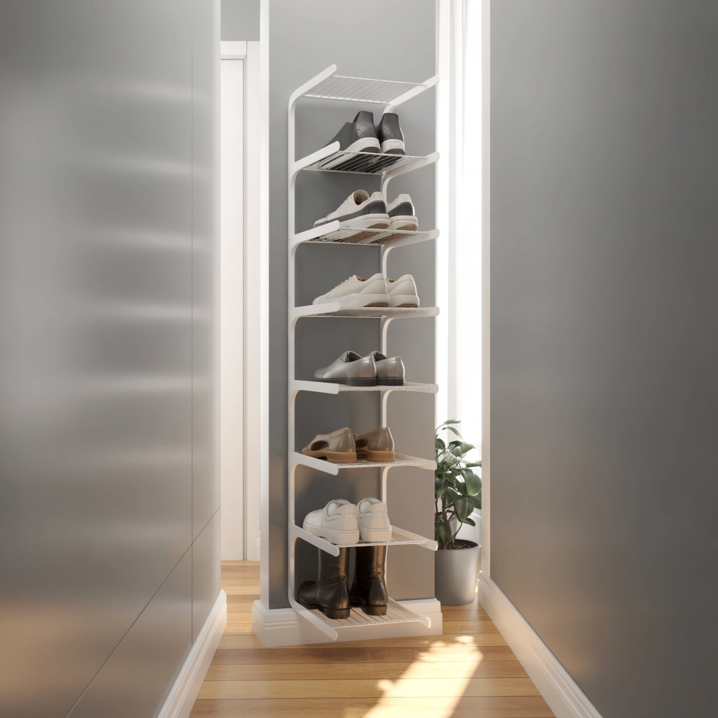Slim Vertical Shoe Rack Design for Small Entrances