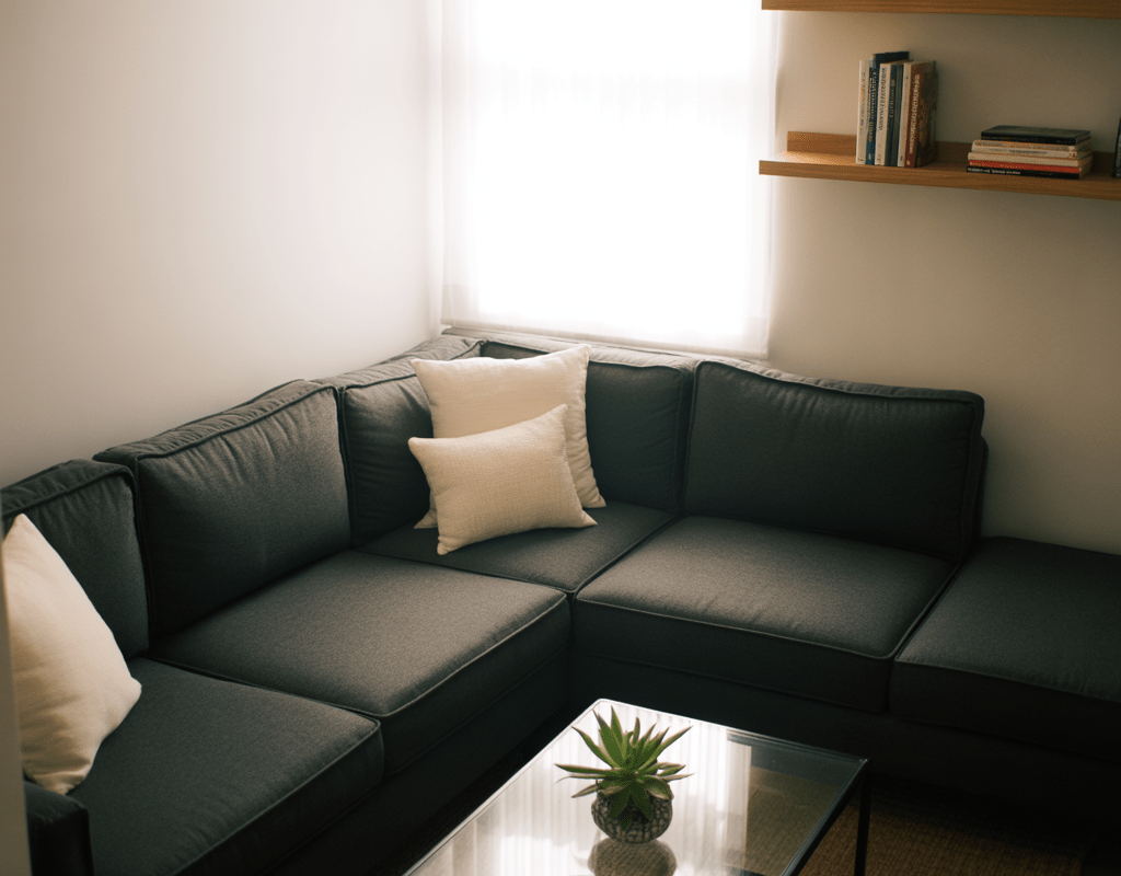 Style a Charcoal Couch for a Small Living Room