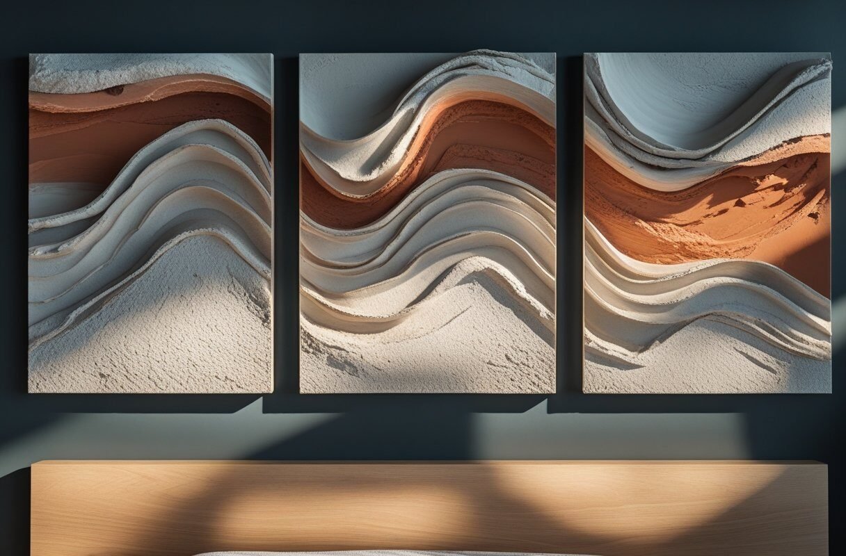 Textured Abstract Canvas Trio with DIY Spackle Art