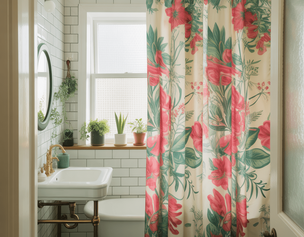 Use a Fresh Shower Curtain as the Main Decor Piece