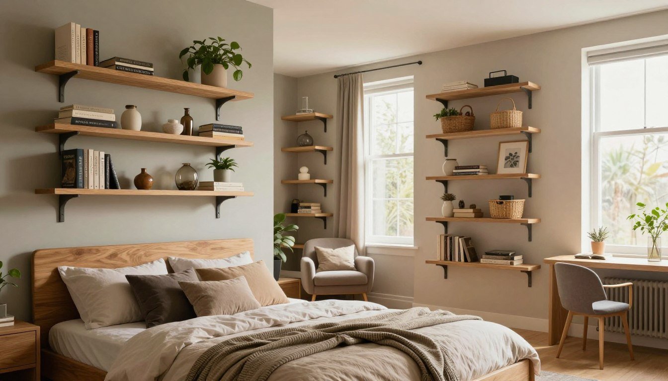 Utilizing Vertical Space with Floating Shelves