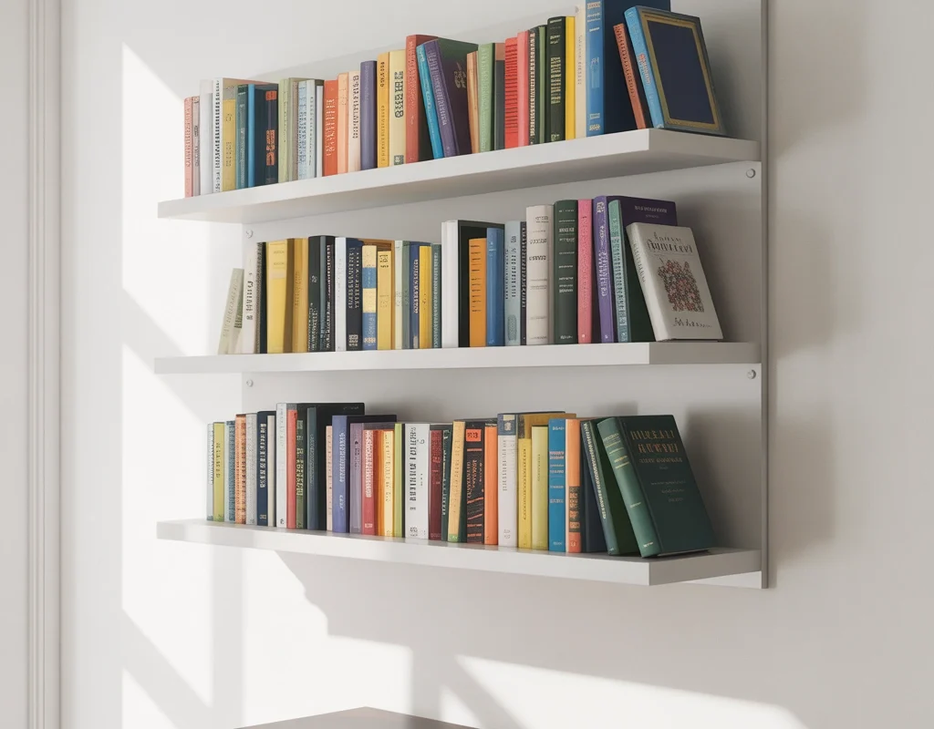 Wall Mounted Book Rack Design for Small Rooms