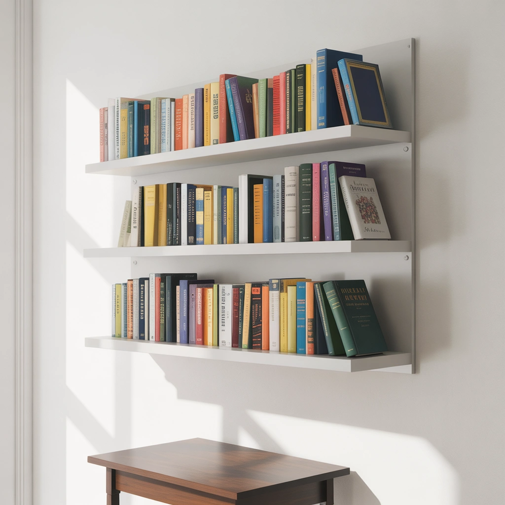 Wall Mounted Book Rack Design for Small Rooms