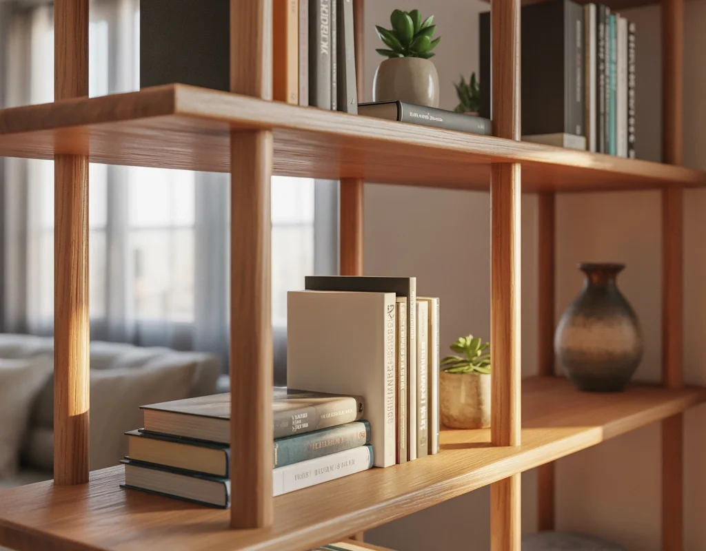 Wooden Book Rack Design for a Warm and Natural Look