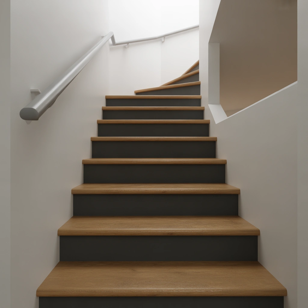 Wooden Steps with Risers Painted in Contrast