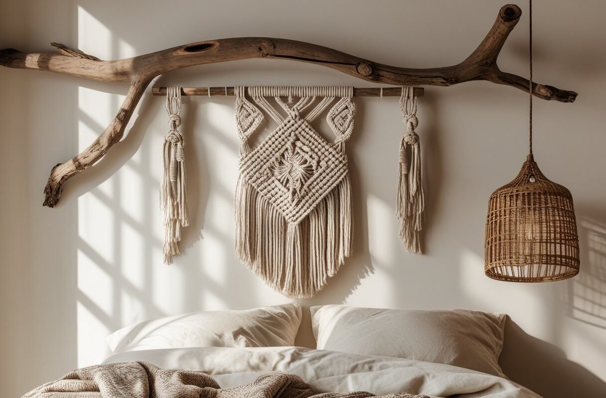Woven Macramé Wall Hanging for Boho Texture