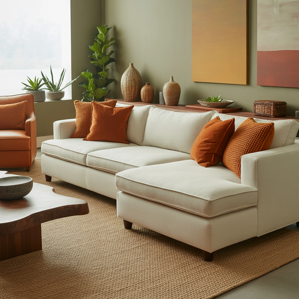 Add Earthy Colors Around Your Cream Couch