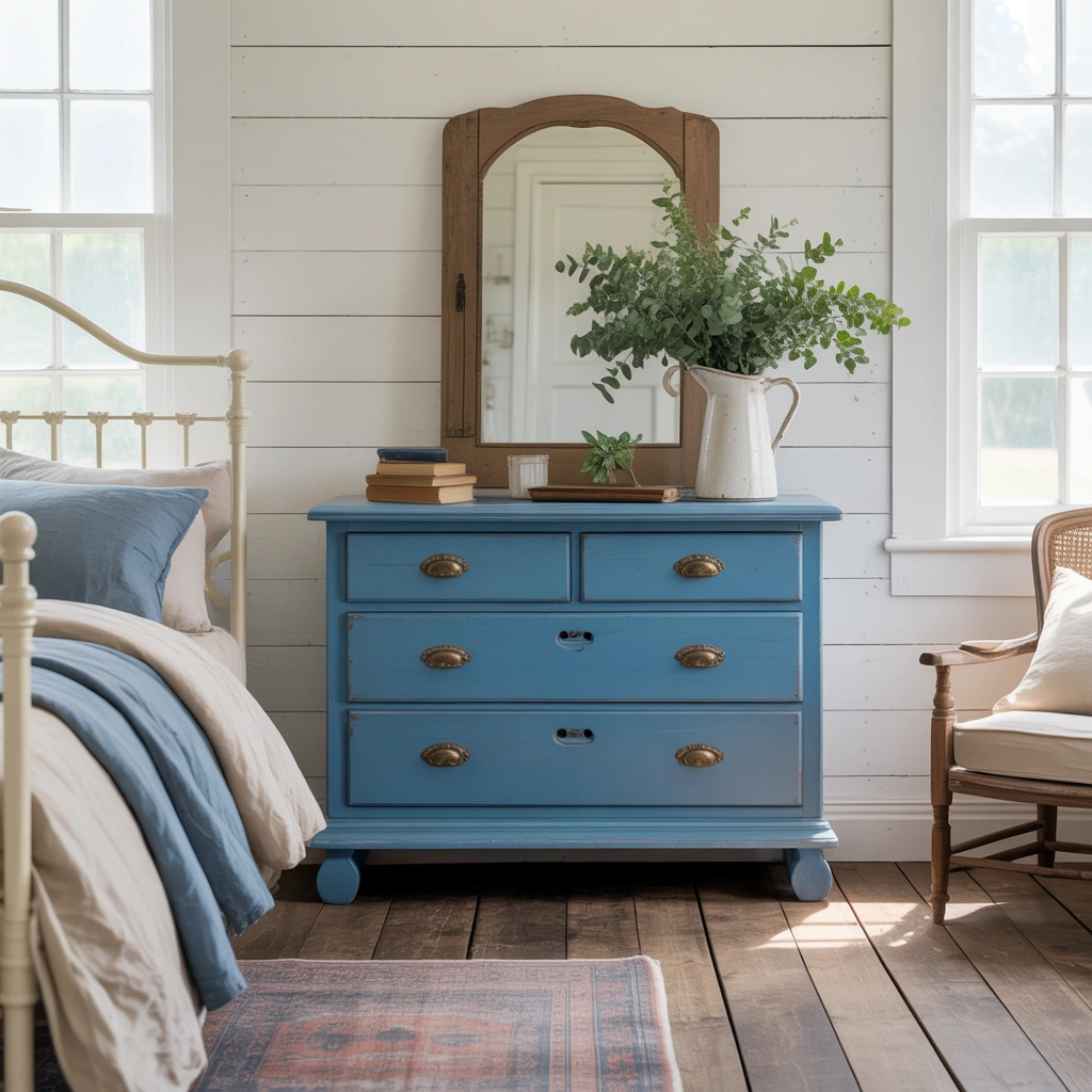 Add a Blue Painted Dresser or Nightstand