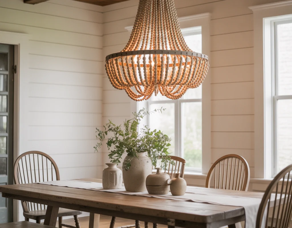 Beaded Chandeliers for Soft Rustic Elegance