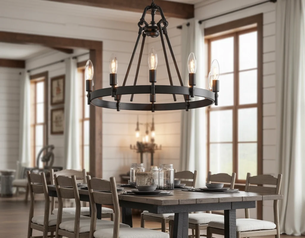 Black Metal Chandeliers for Modern Farmhouse Style