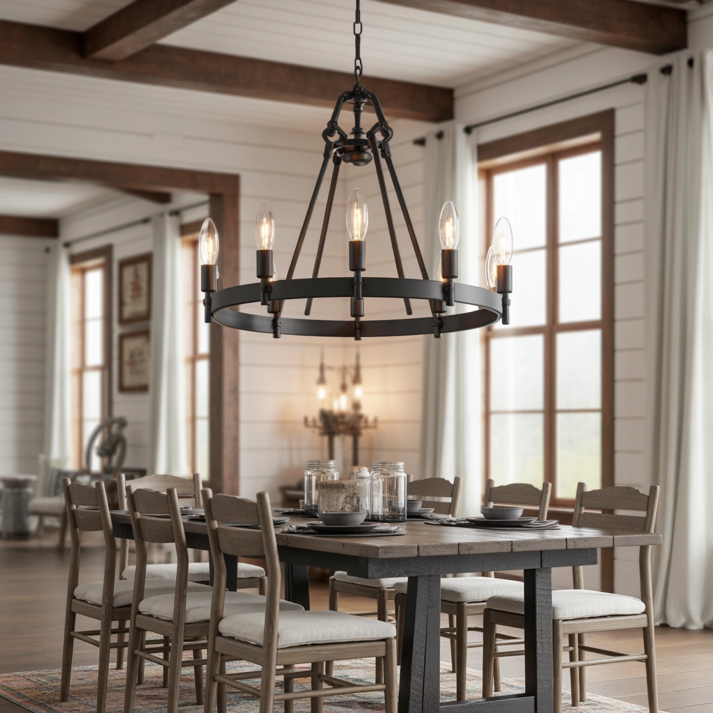Black Metal Chandeliers for Modern Farmhouse Style