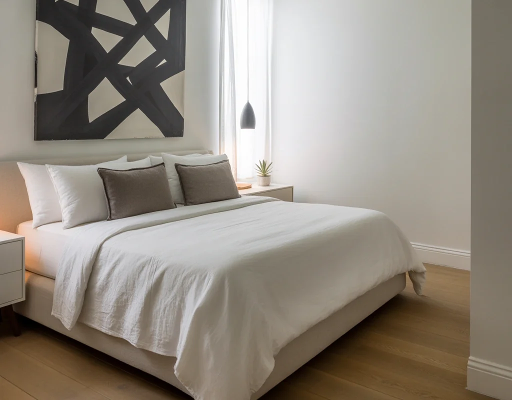 Black and White Painting for a Minimalist Bedroom