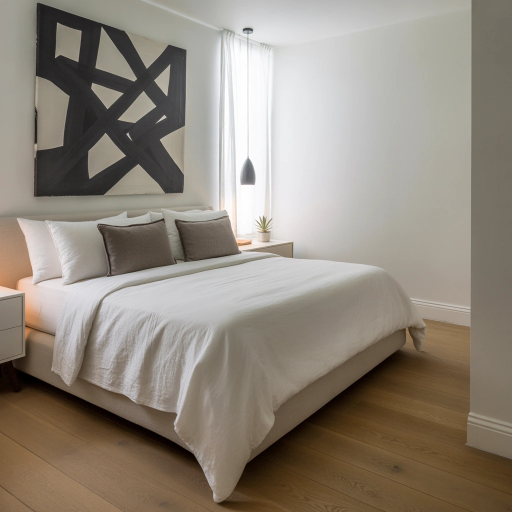 Black and White Painting for a Minimalist Bedroom