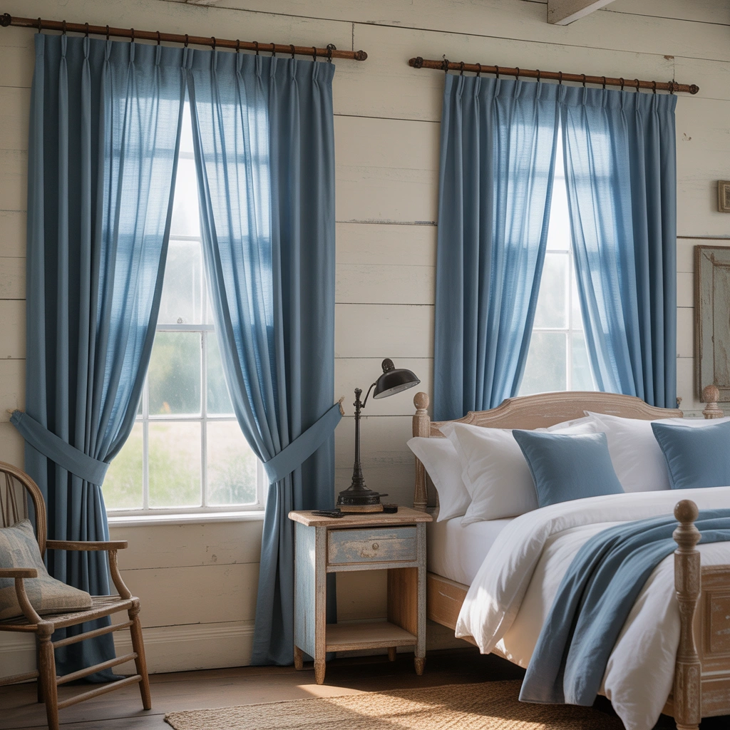 Bring in Blue Curtains for a Soft and Finished Look