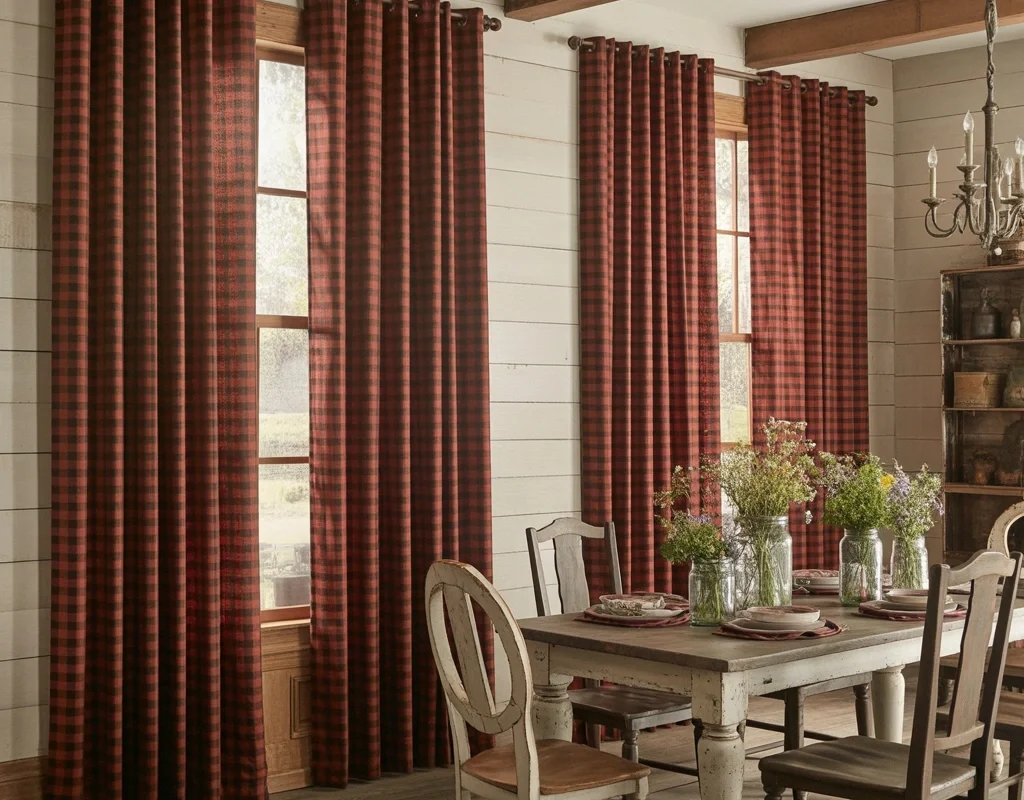 Buffalo Check Curtains for Classic Country Charm
