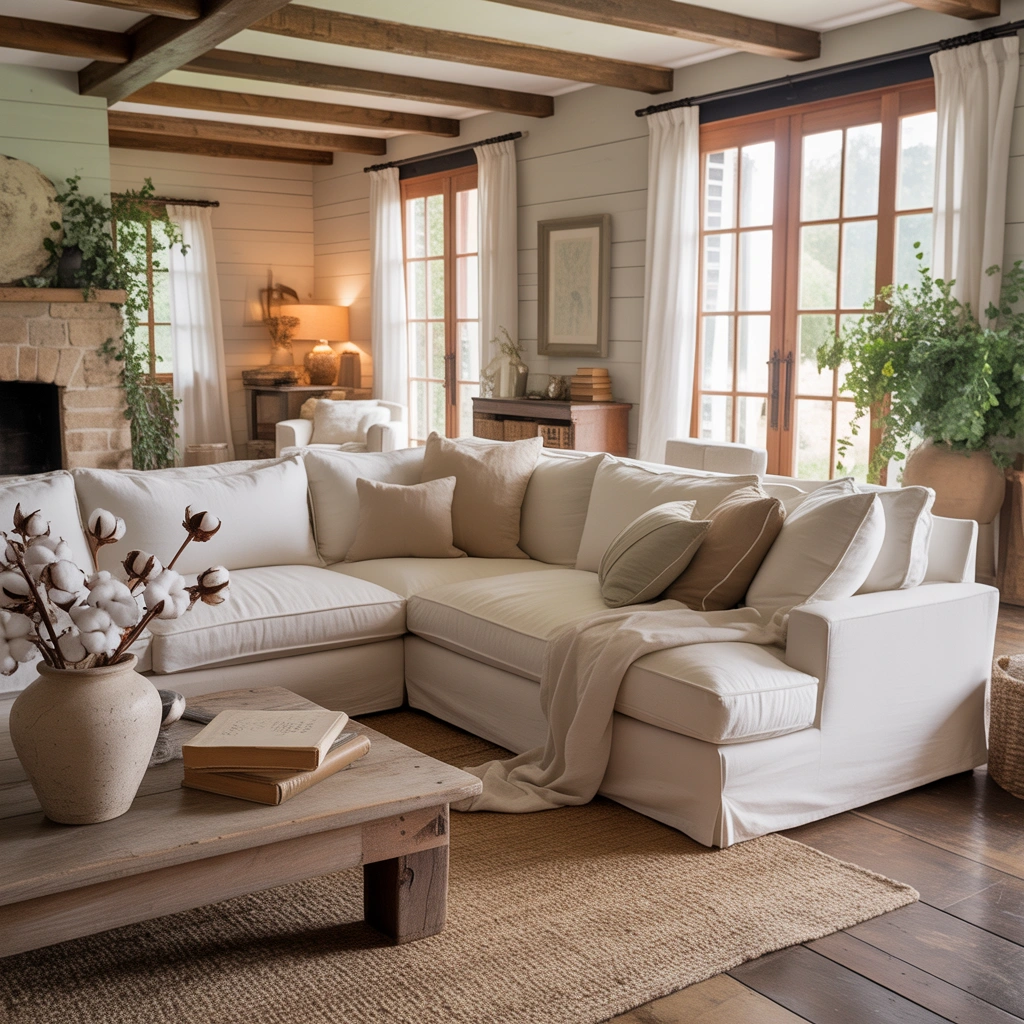 Build a Cozy Farmhouse Look with a Cream Sofa