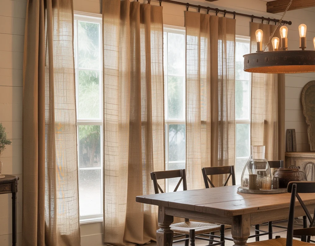 Burlap Curtains for a Rustic Farmhouse Texture