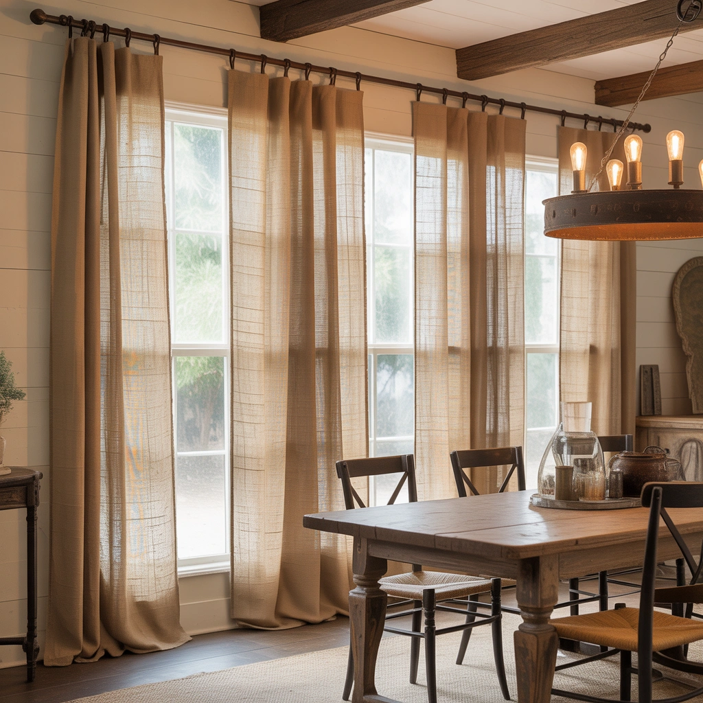 Burlap Curtains for a Rustic Farmhouse Texture