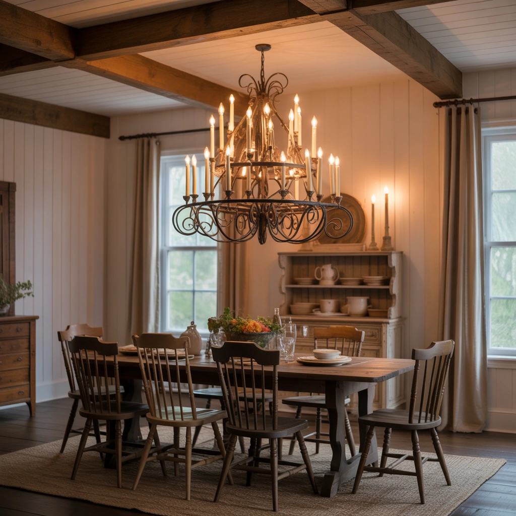 Candle Style Chandeliers for Traditional Farmhouse Charm
