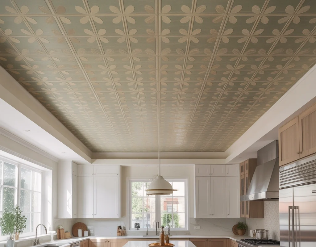 Ceiling with Wallpaper for a Decorative Touch