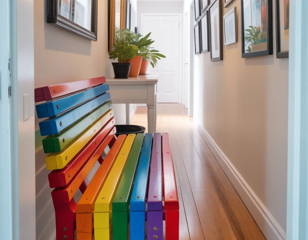 Colorful Painted Bench for a Bold Statement