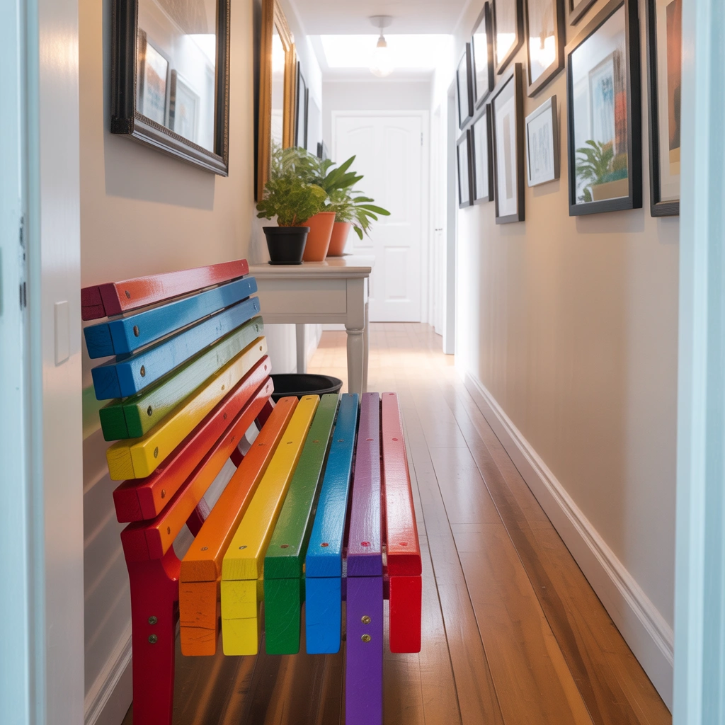 Colorful Painted Bench for a Bold Statement