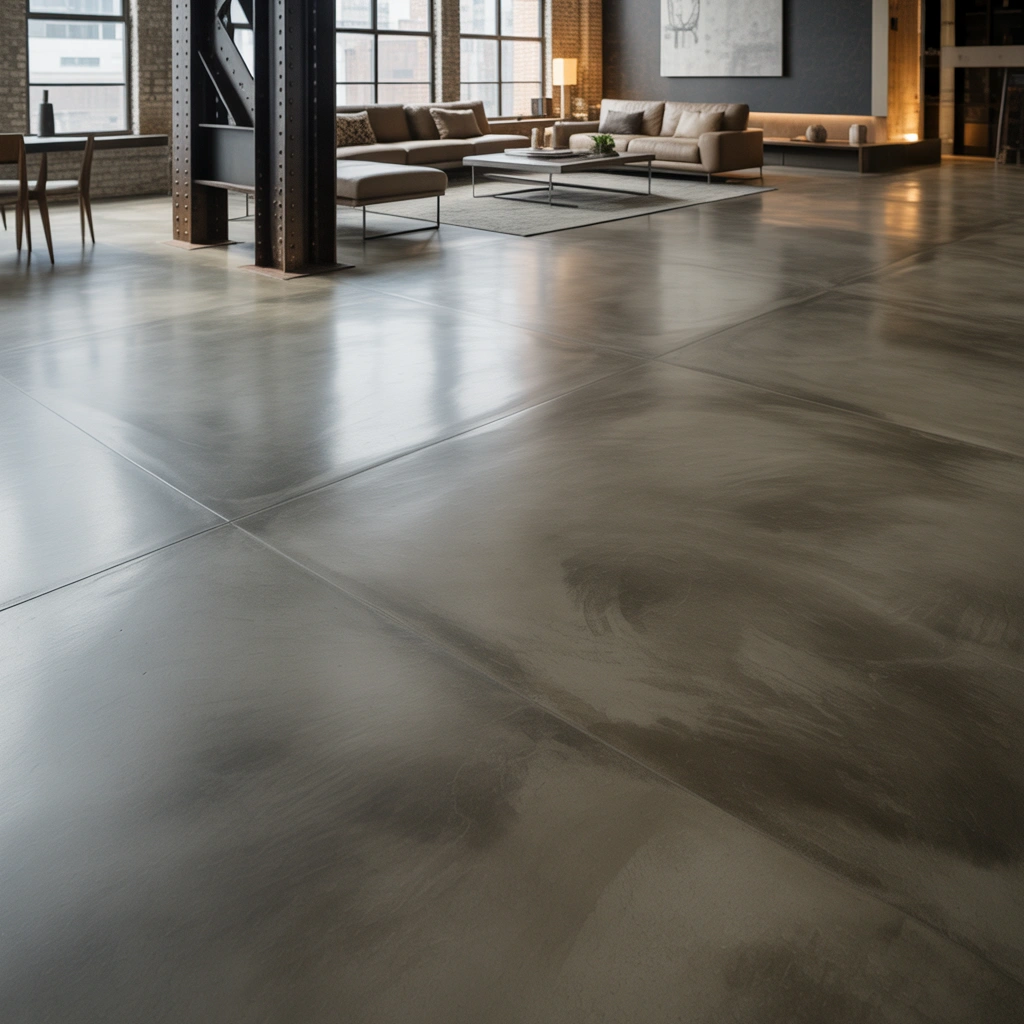 Concrete Flooring for an Industrial Modern Living Room