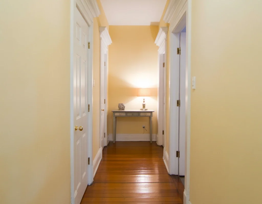Cream Walls with White Trim for Subtle Contrast
