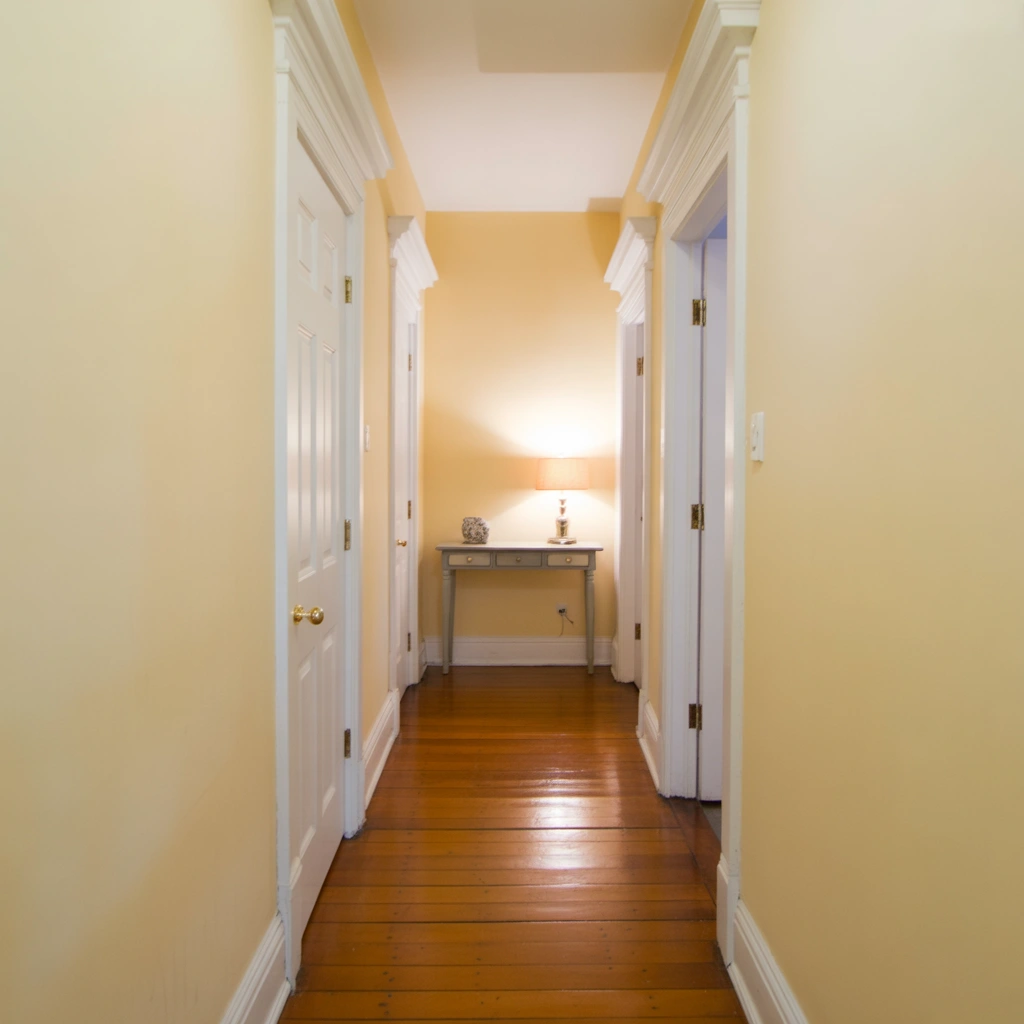 Cream Walls with White Trim for Subtle Contrast