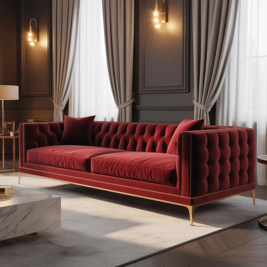 Create a Luxury Look With a Red Velvet Couch