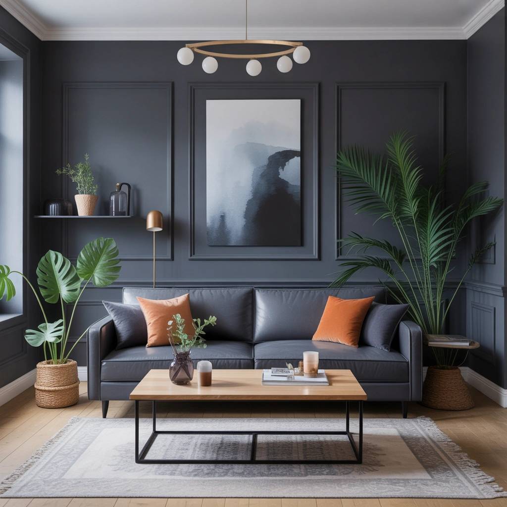 Create a Moody Living Room with Charcoal Walls