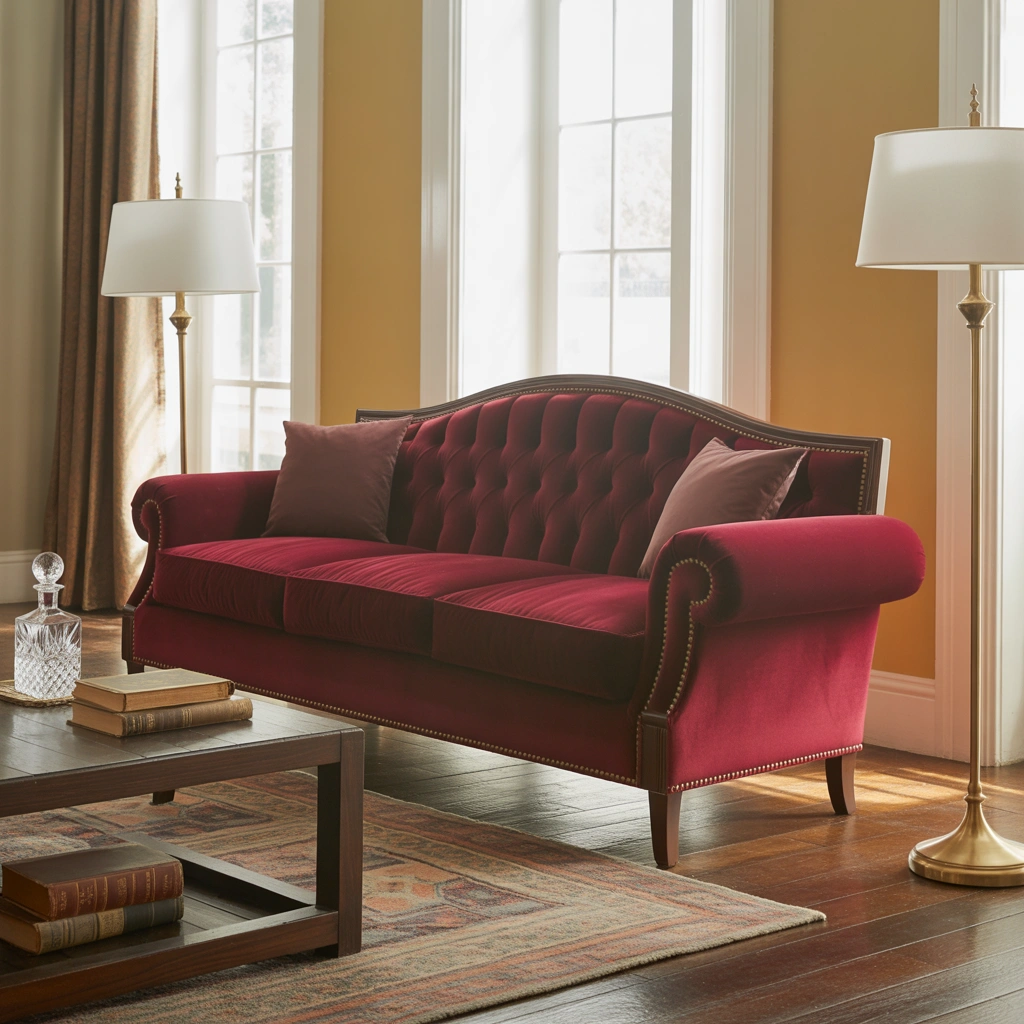 Design a Vintage Inspired Red Couch Living Room