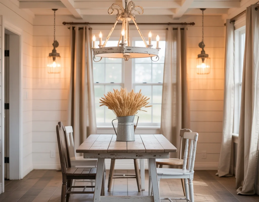 Distressed White Chandelier