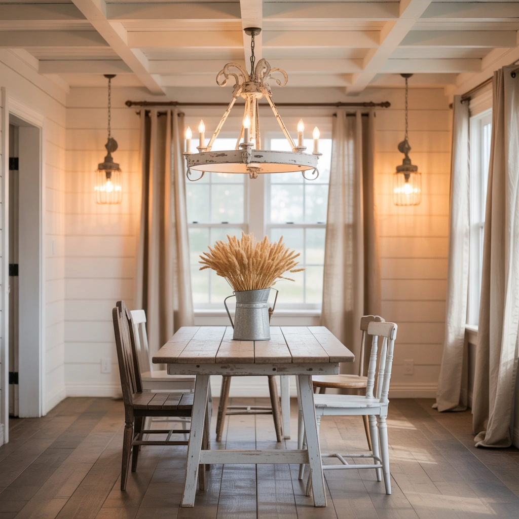 Distressed White Chandelier