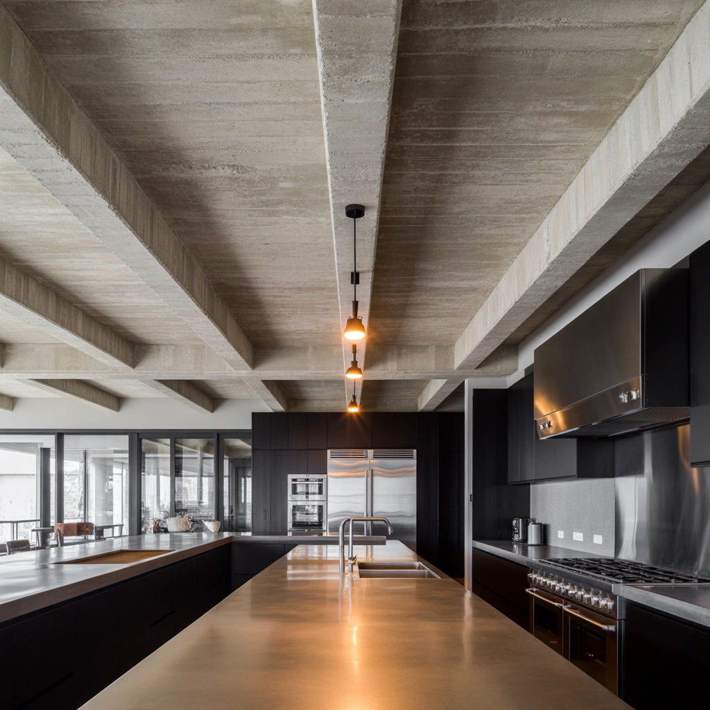 Exposed Concrete Ceiling for an Industrial Kitchen