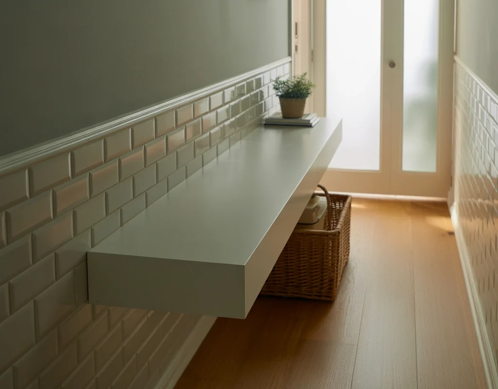 Floating Bench for a Light and Airy Hallway